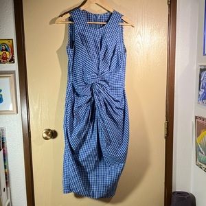 Caron Callahan Blue Plaid Dress